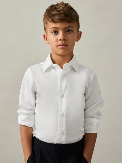 Reiss White Remote 4-9 Yrs Slim-fit Cotton Shirt