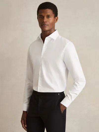 Reiss White Remote Bengal Regular Fit Cotton Sateen Striped Shirt