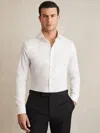 Reiss White Remote Reg Regular Fit Cotton-satin Cutaway-collar Shirt
