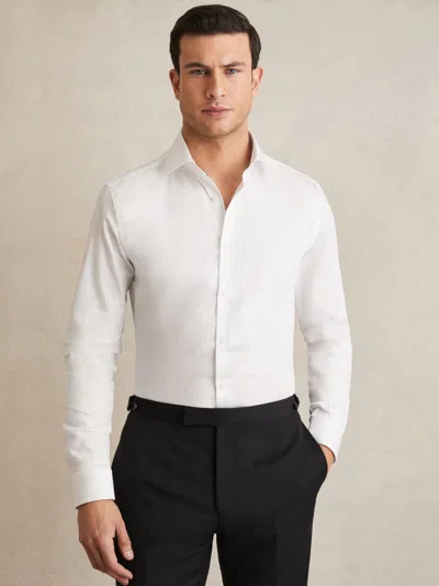 Reiss White Remote Reg Regular Fit Cotton-satin Cutaway-collar Shirt