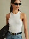 Reiss White Ribbed Cotton Blend Cropped Vest