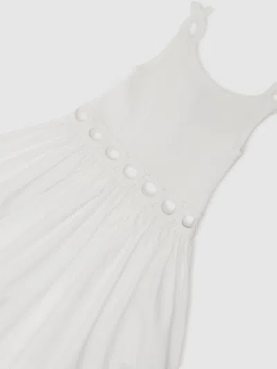 Reiss White Rita 13-14 Yrs Rib-knit Mix Cut-out Flared Dress