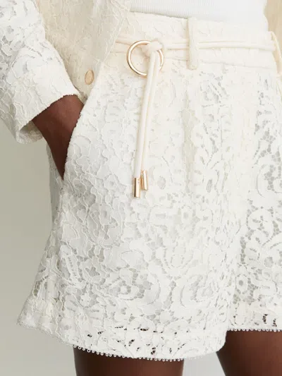 Reiss White Rope-belt Lace Shorts