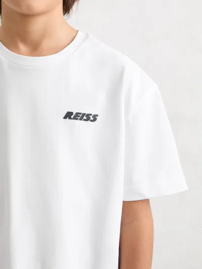 Reiss White Ross 9-13 Yrs Cotton Logo Crew-neck T-shirt