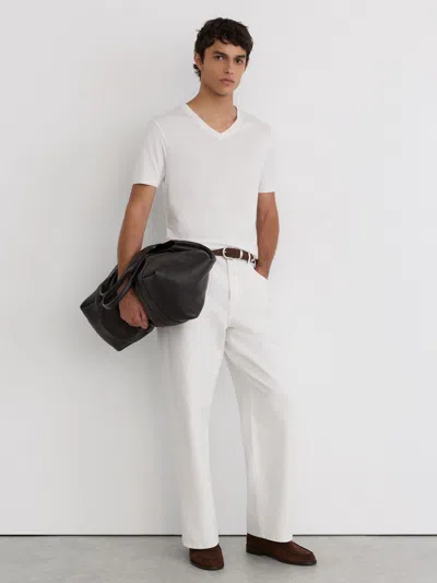 Reiss White Salina Cotton-modal V-neck Tailored-fit T-shirt In Yellow