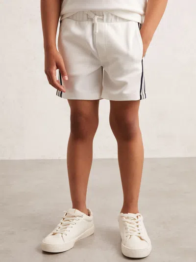 Reiss White Side Stripe Textured Shorts