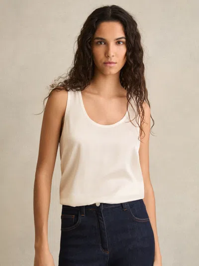Reiss White Silk-front Cami Top In Neutral