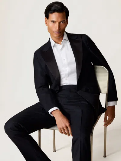 Reiss White Twill Piped Long-sleeve Shirt