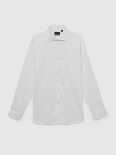 Reiss White Slim Fit Cotton Satin Double Cuff Shirt