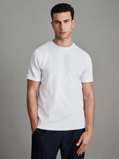 Reiss Bradley Interlock Slim Fit Crewneck Tee In White
