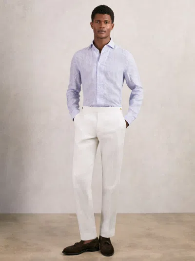 Reiss White Slim Fit Lyocell Linen Suit Trousers In Multi