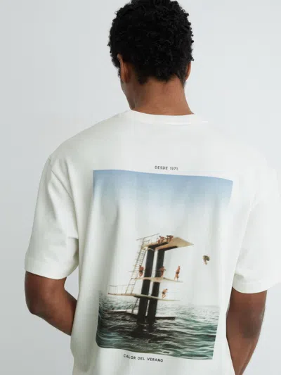 Reiss White Splash Cotton Dive-print Relaxed-fit T-shirt In Multi