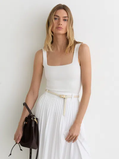 Reiss White Square-neck Compact-knit Vest