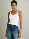 Reiss White Stretch-cotton D-ring Strap Vest
