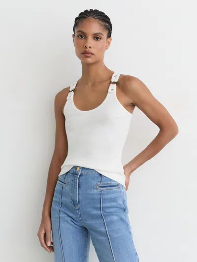 Reiss White Stretch-cotton Hardware-detail Vest