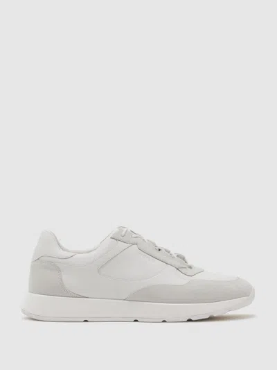 Reiss White Suede Suede Lightweight Runner Trainers In Multi