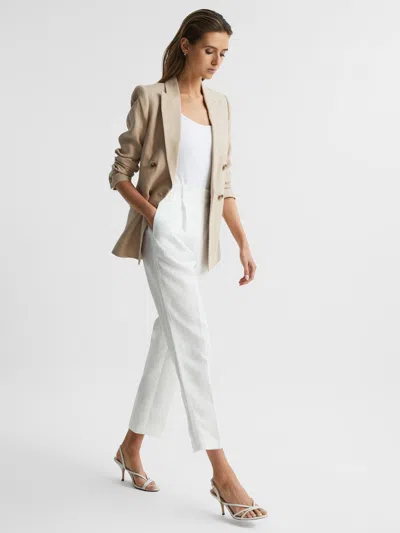Reiss White Taper Tapered Linen Trousers