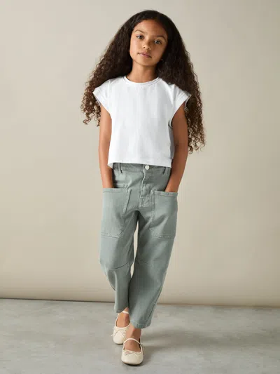 Reiss White Terry 4-9 Yrs Cotton-jersey Cropped T-shirt