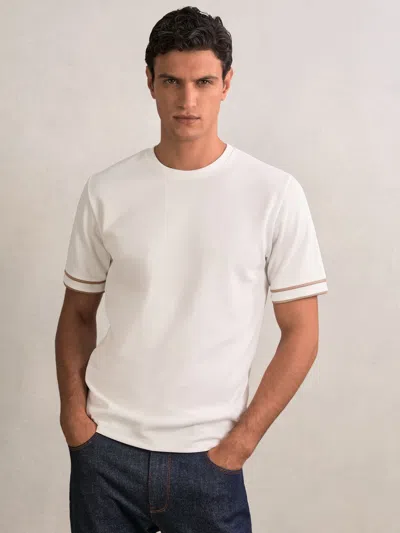 Reiss White Textured Crew-neck Tipped T-shirt