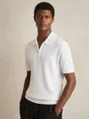 Reiss Berkley Slim Fit Quarter Zip Knit Polo Shirt In White