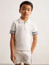 Reiss White Textured Half-zip Polo Shirt In White