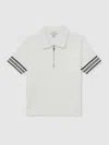 Reiss White Textured Half-zip Polo Shirt
