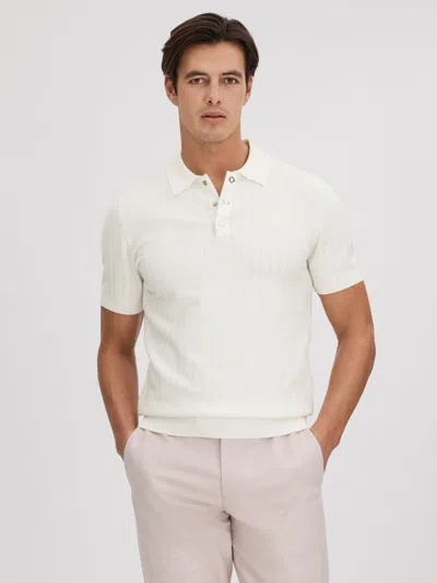 Reiss White Textured Modal Blend Polo Shirt