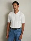 Reiss White Textured-stripe Knitted Polo Shirt In Gray