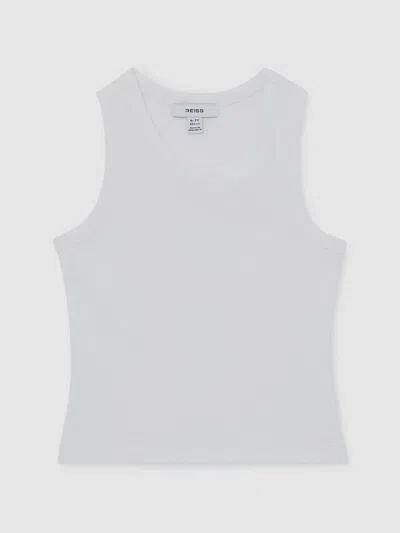Reiss Kids' White Stretch-cotton Ribbed Vest