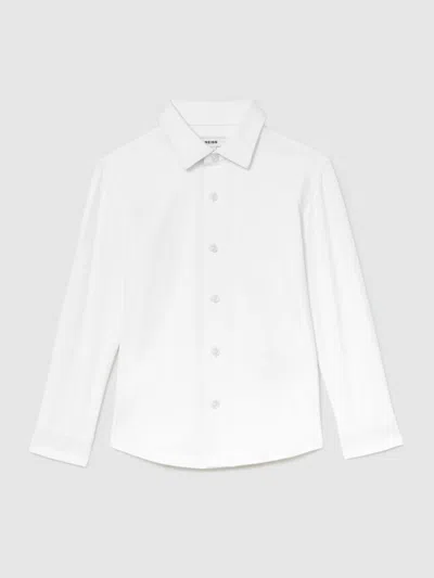 Reiss White 3-9 Yrs Stretch Long-sleeve Slim-fit Travel Shirt