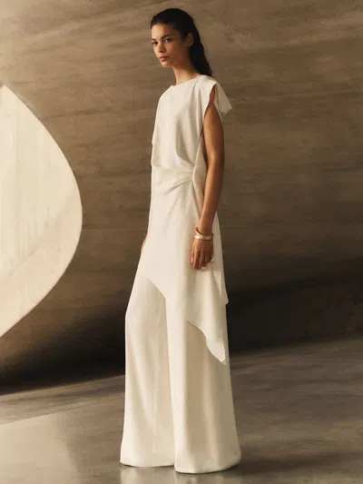 Reiss White Wide-leg Suit Trousers