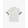 Reiss White Wills Striped-trim Woven Polo Top 3-9 In White