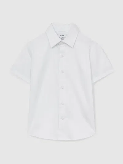 Reiss Kids'  White Woods 13-14 Yrs Cotton Slim-fit Short-sleeve Shirt