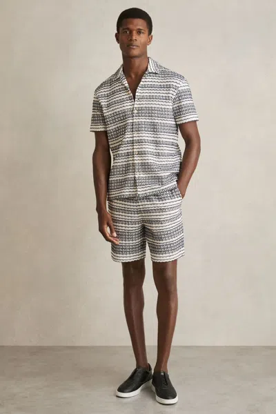 Reiss White/black Crochet Drawstring Shorts