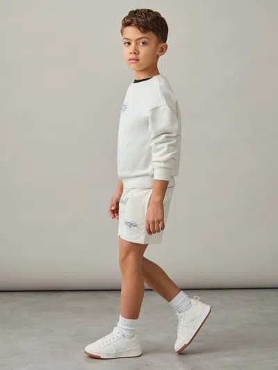 Reiss White/blue Cotton-blend Airlines-print Shorts In Multi