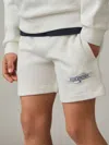 Reiss White/blue Cotton-blend Airlines-print Shorts