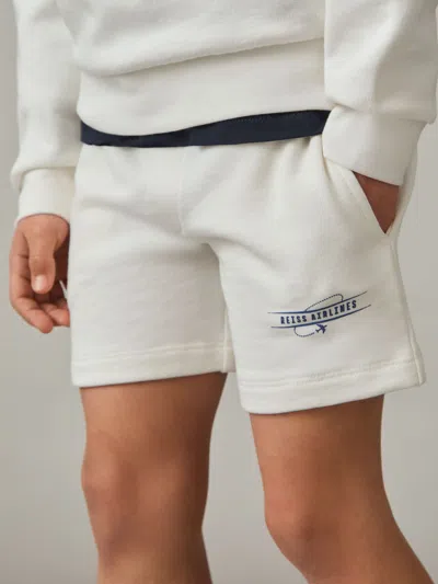 Reiss White/blue Cotton-blend Airlines-print Shorts In Multi
