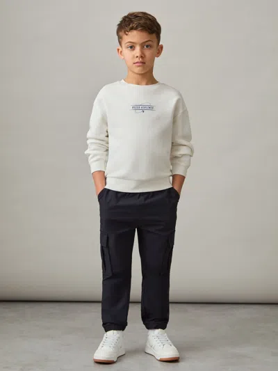 Reiss White/blue Cotton-blend Airlines-print Sweatshirt