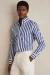 Reiss White/blue Cotton Stripe Button-down Shirt Regular-fit