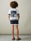 Reiss White/blue Lucile 9-13 Yrs Open-stitch Embroidered Cuban Collar Shirt