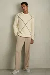 Reiss White/brown Wool-blend Embroidered Jumper
