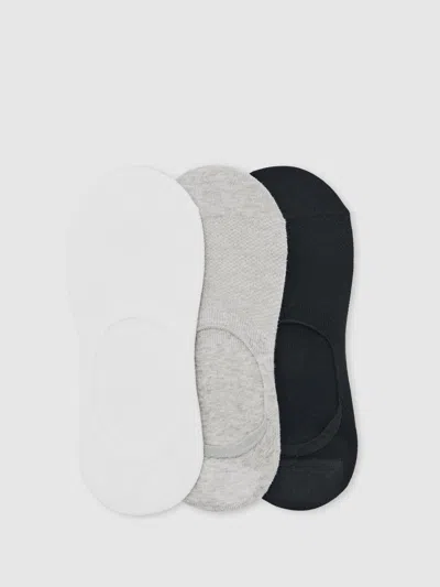 Reiss White/grey/black 3 Pack Invisible Trainer Socks Cotton-blend In Multi