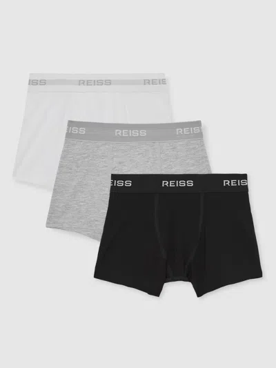 Reiss White/grey/black Stretch-cotton Logo-waistband Boxer Shorts 3 Pack In Multi