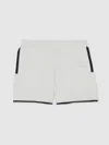 Reiss White/navy 9-12 Yrs Tipped Knit Stitch-detail Shorts In White