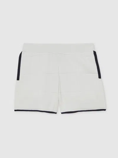 Reiss White/navy 9-12 Yrs Tipped Knit Stitch-detail Shorts