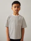 Reiss White/navy Cotton Blend Stripe T-shirt