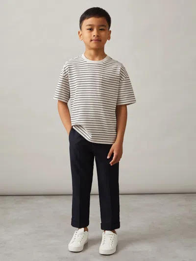 Reiss White/navy Cotton Blend Stripe T-shirt