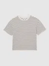 Reiss White/navy Cotton-blend Stripe T-shirt In White