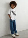 Reiss Kids'  White/navy Glen 3-9 Yrs Cotton Oversized Logo T-shirt