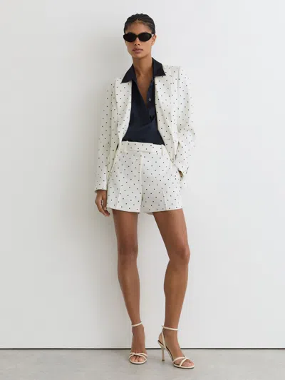 Reiss White/navy Polka-dot Tailored Shorts In Multi